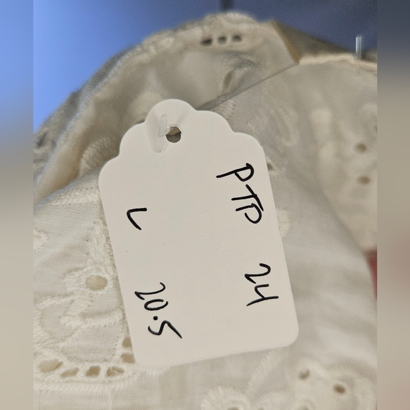 MIRTH Ivory Sheer Floral Embroidered Button Front Peasant Blouse - Picture 9 of 9